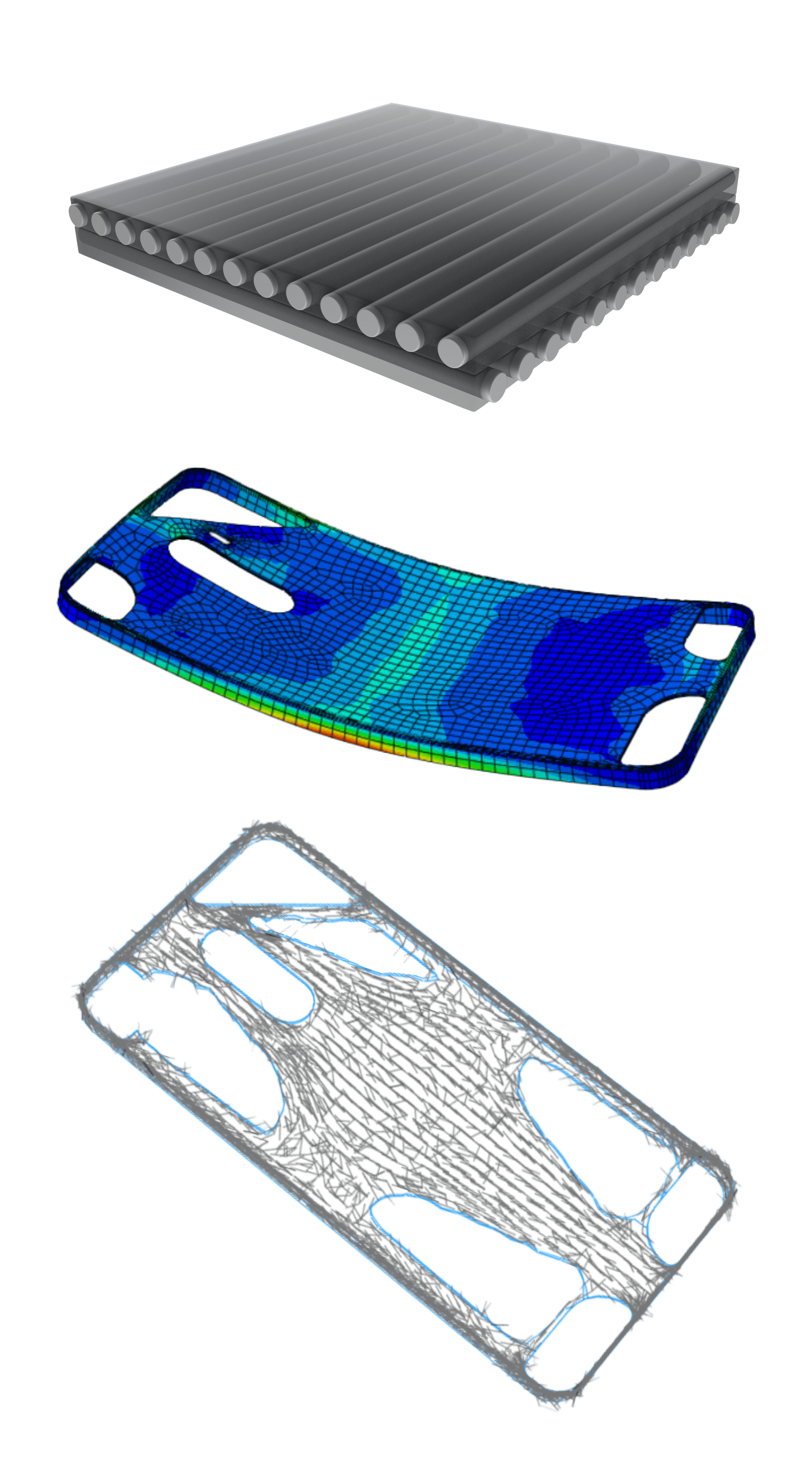 Cross-Ply Laminate and Render Image of Finite Element Analysis